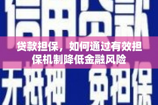 武强贷款担保，如何通过有效担保机制降低金融风险