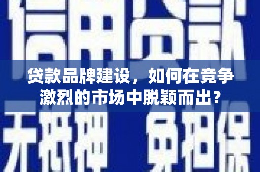 武强贷款品牌建设，如何在竞争激烈的市场中脱颖而出？
